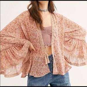 Free People pink floral kimono in XS